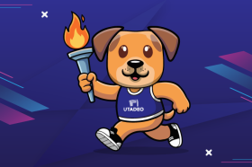 Cabito, mascota de la Olimpiada Tadeísta Ilustración de Cabito con una antorcha en la mano como mascota de la Olimpiada Tadeísta